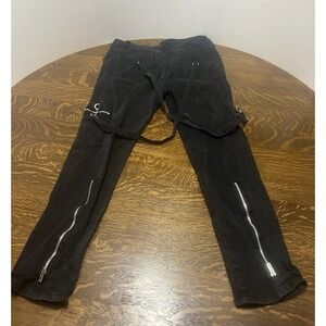 Royal Bones Daang Goodman Goth Strappy Pants Womens 20 Black Distressed